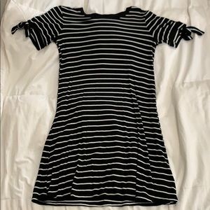 Black and white striped dress